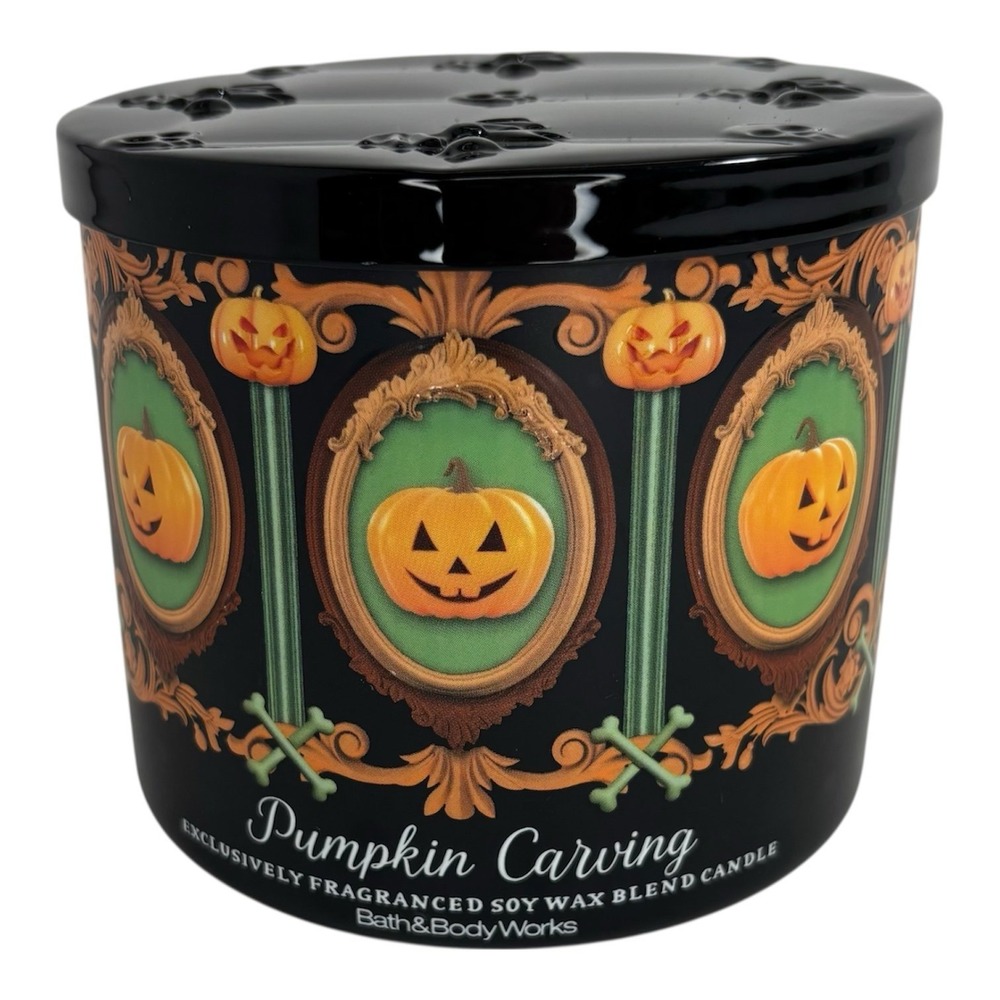 Bath & Body Works Pumpkin Carving 3-Wick Candle Halloween Fall Brown Sugar